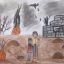 “Что такое война”. Рисунок Саши Чеблуковой, 5 “А” класс.