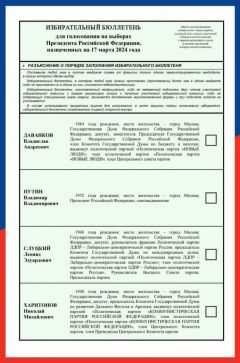 ЦИК утвердила текст бюллетеня для голосования  Выборы-2024 
