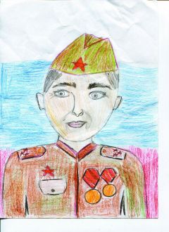 Рисунок Ромы Лепешкина, 1 “г”Мой прадед – герой! На Парнасе День Победы 
