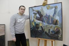 Андрей Чернов с картиной “В армию!”В Новочебоксарске открывается Первая молодежная выставка первая молодежная выставка 