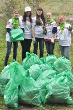 11 мешков мусора собрали волонтеры.  Фото Анны ВАСИЛЬЕВОЙПросьба больше не сорить! Акция 