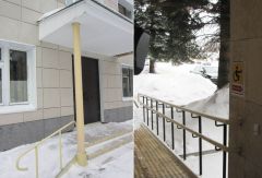 Так в Новочебоксарске (слева) и в Чебоксарах (справа). Фото автораКак инвалиду попасть  на прием в администрацию?