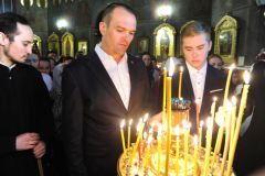 Михаил Игнатьев в Покровско-Татианинском соборе принял участие во всенощной службе, посвященной празднику Светлого Христова Воскресения