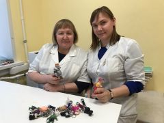 Педиатр Людмила Васильева (слева) и медсестра Алевтина Басова всегда имеют под рукой кучу игрушек для маленьких пациентов.Добрая работа Человек труда 
